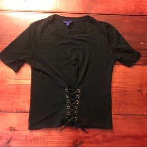 Aeropostale Lace Up Short Sleeve Crop